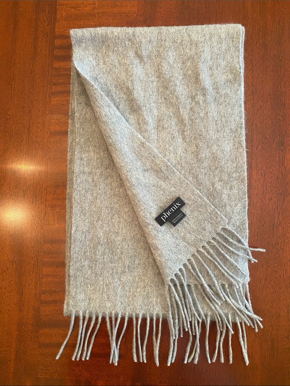 Phenix 100% Cashmere Scarf in Light Gray
